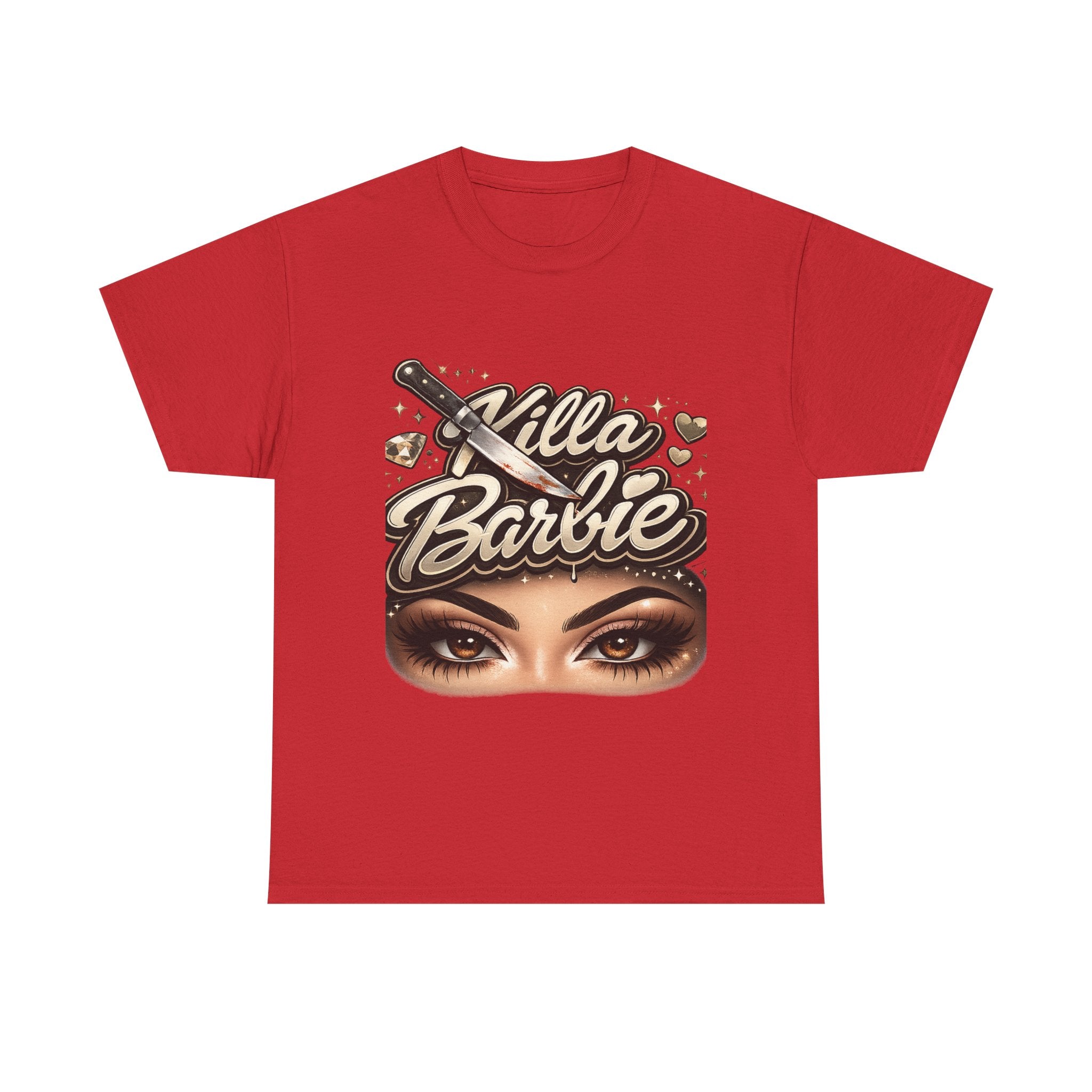 Killa Barbie Tee — Graphic Eyes & Script Logo Cotton T‑Shirt