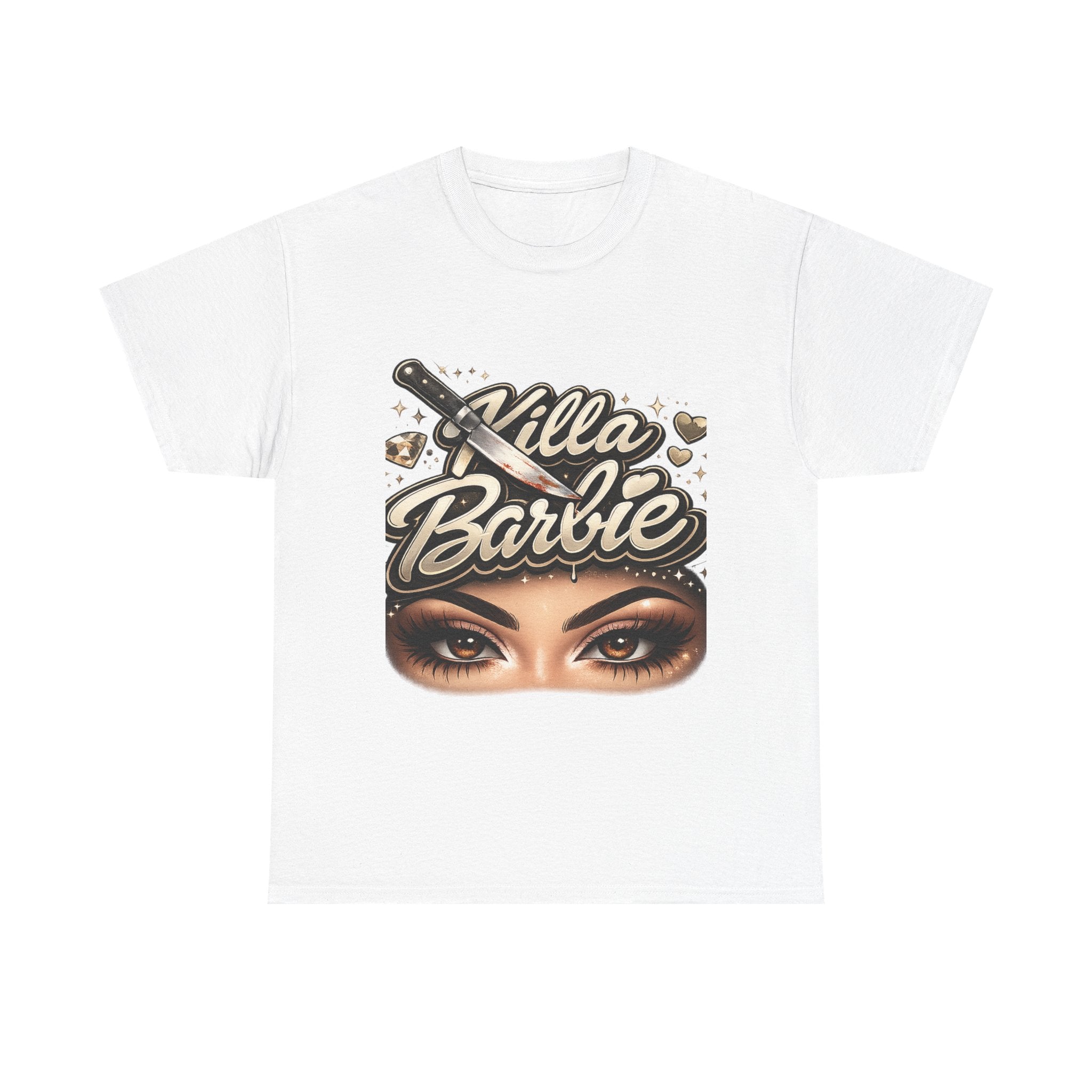 Killa Barbie Tee — Graphic Eyes & Script Logo Cotton T‑Shirt