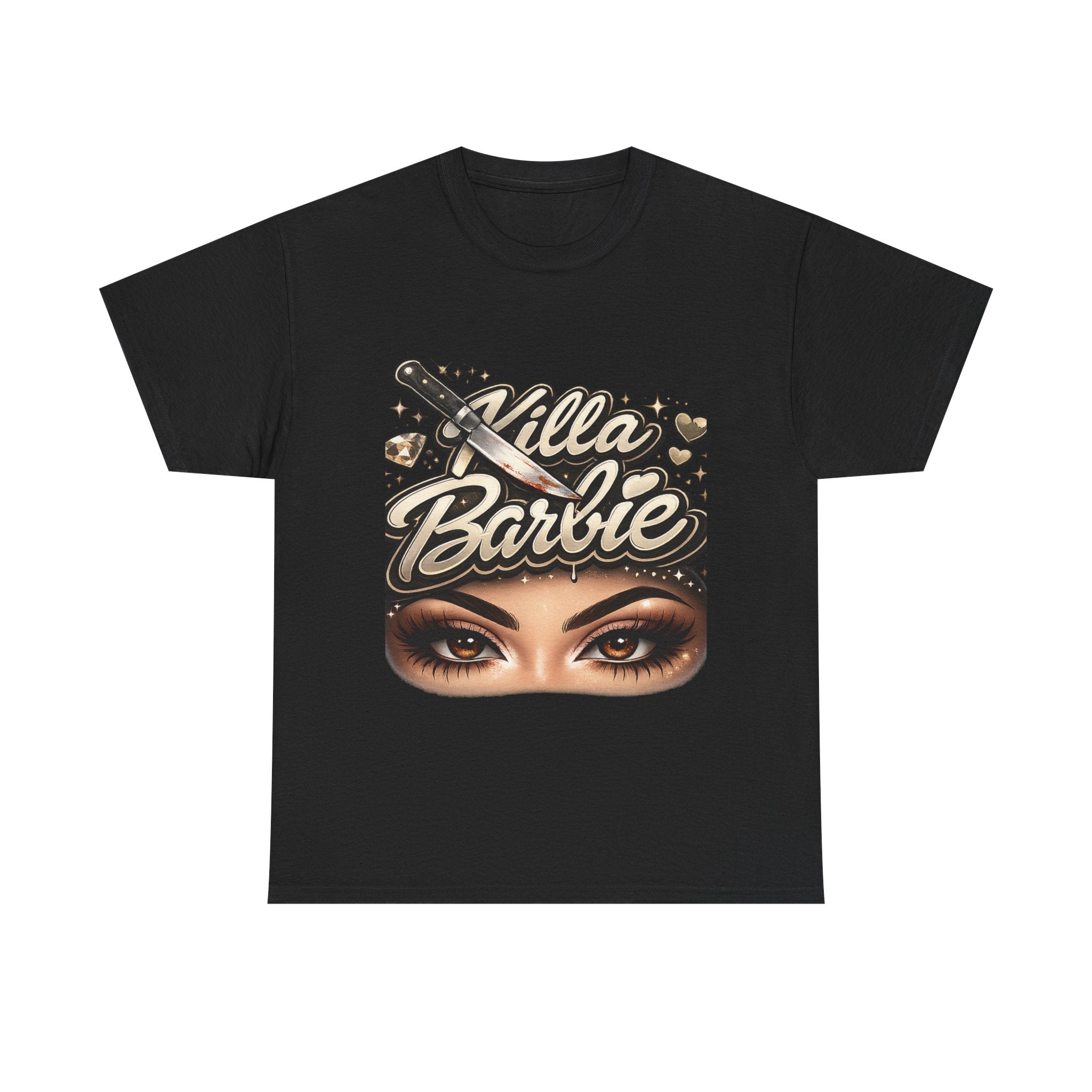 Killa Barbie Tee — Graphic Eyes & Script Logo Cotton T‑Shirt